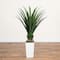 Nearly Natural; 4ft. UV Resistant Artificial Spiked Agave Plant in White Tower Planter (Indoor/Outdoor); Category:Trees & Floor Plants; Image:4